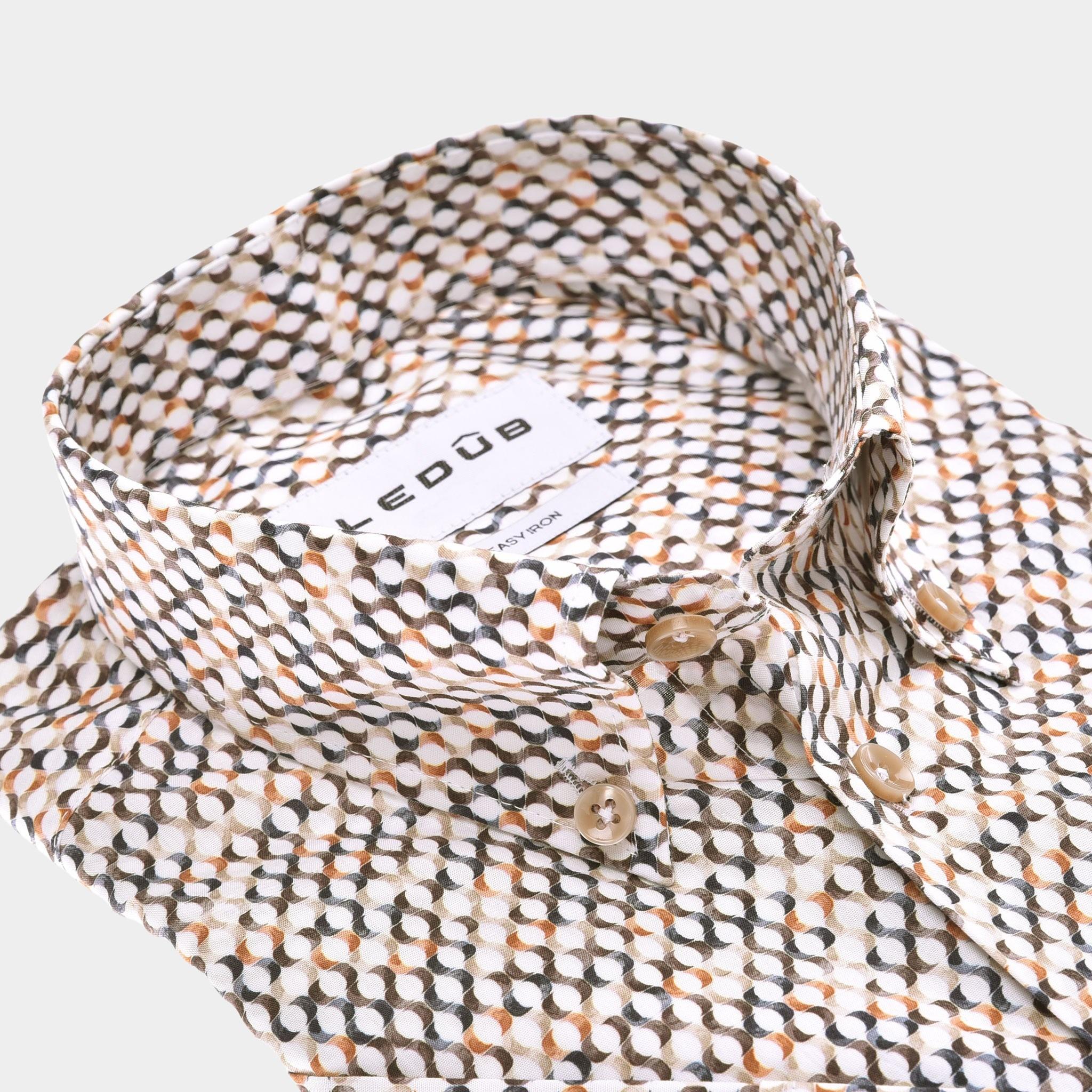 Ledub Business hemd korte mouw Bruin  0142822/630-000-000