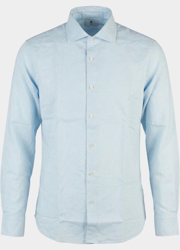 Bos Casual hemd lange mouw Blauw Linnen Shirt 5405.426/214