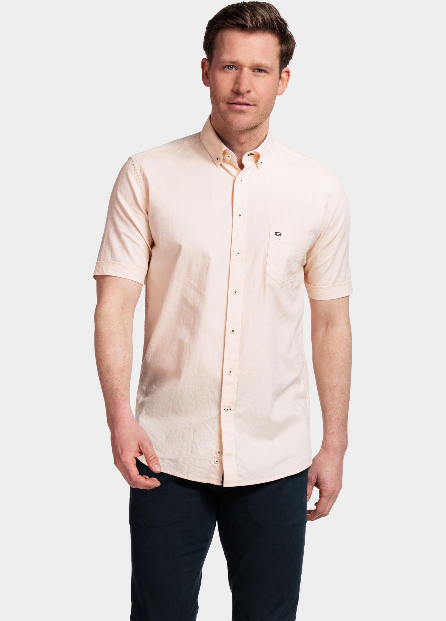 Giordano overhemd korte mouw heren Roze League, SS Button Down Solid 416001/25