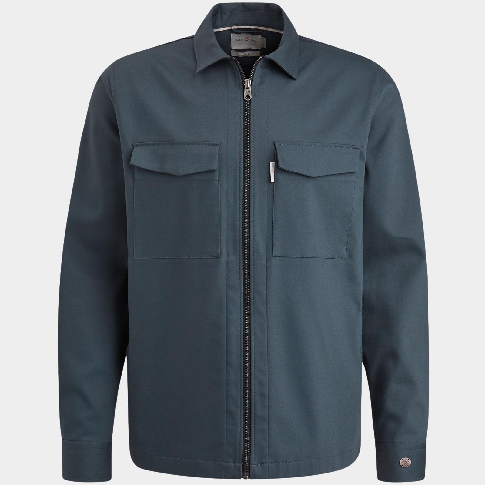 Cast Iron Casual hemd lange mouw Blauw Long Sleeve Shirt Overshirt r CSI2408207/5113