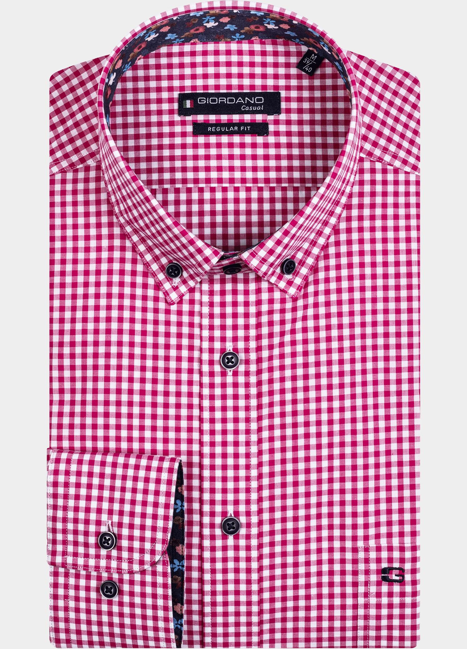 Giordano Overhemd heren Roze Ivy, LS Button Down Minimal T 327308/51