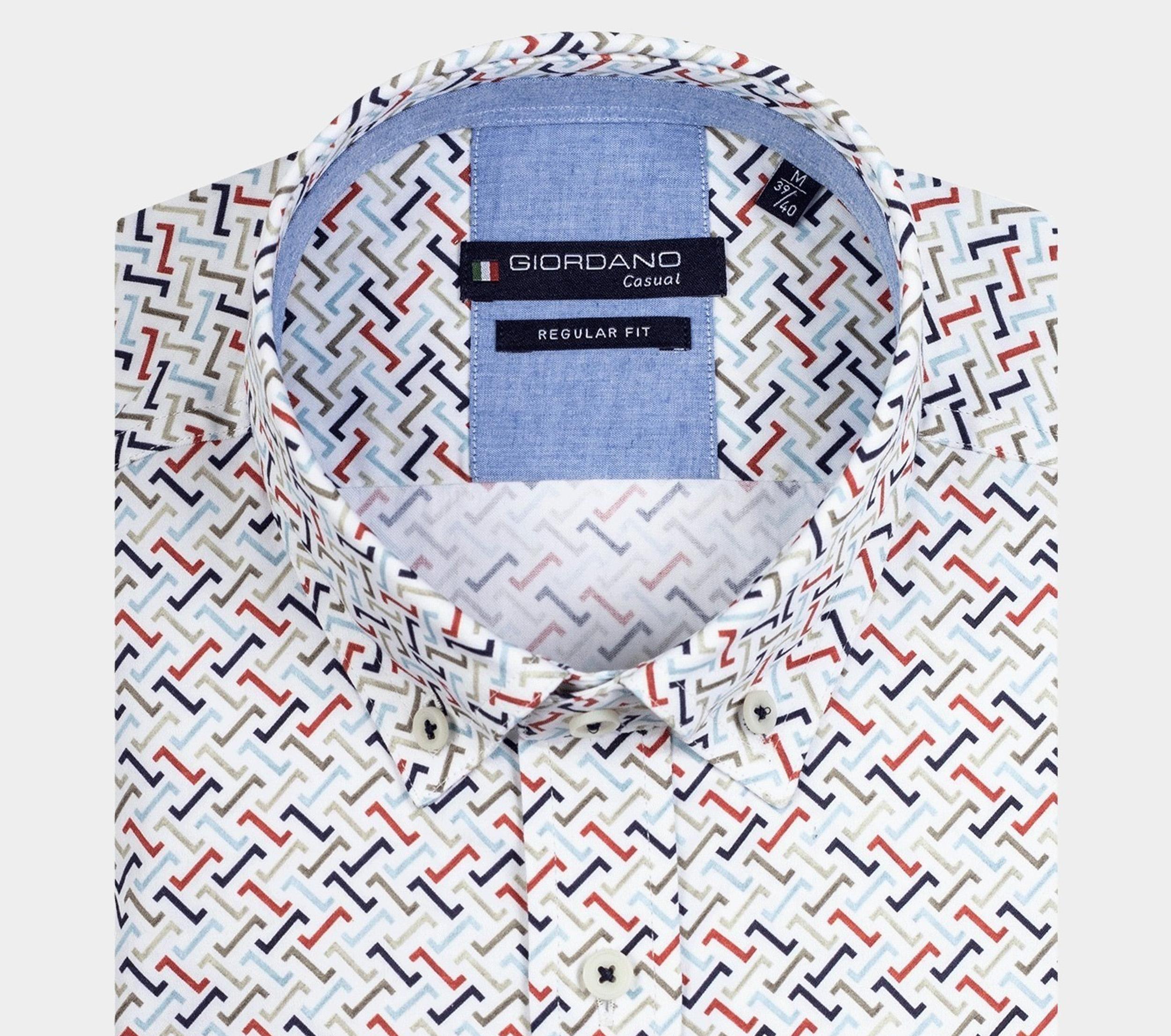 Giordano Casual hemd korte mouw Bruin League Diagonal Print 416031/80