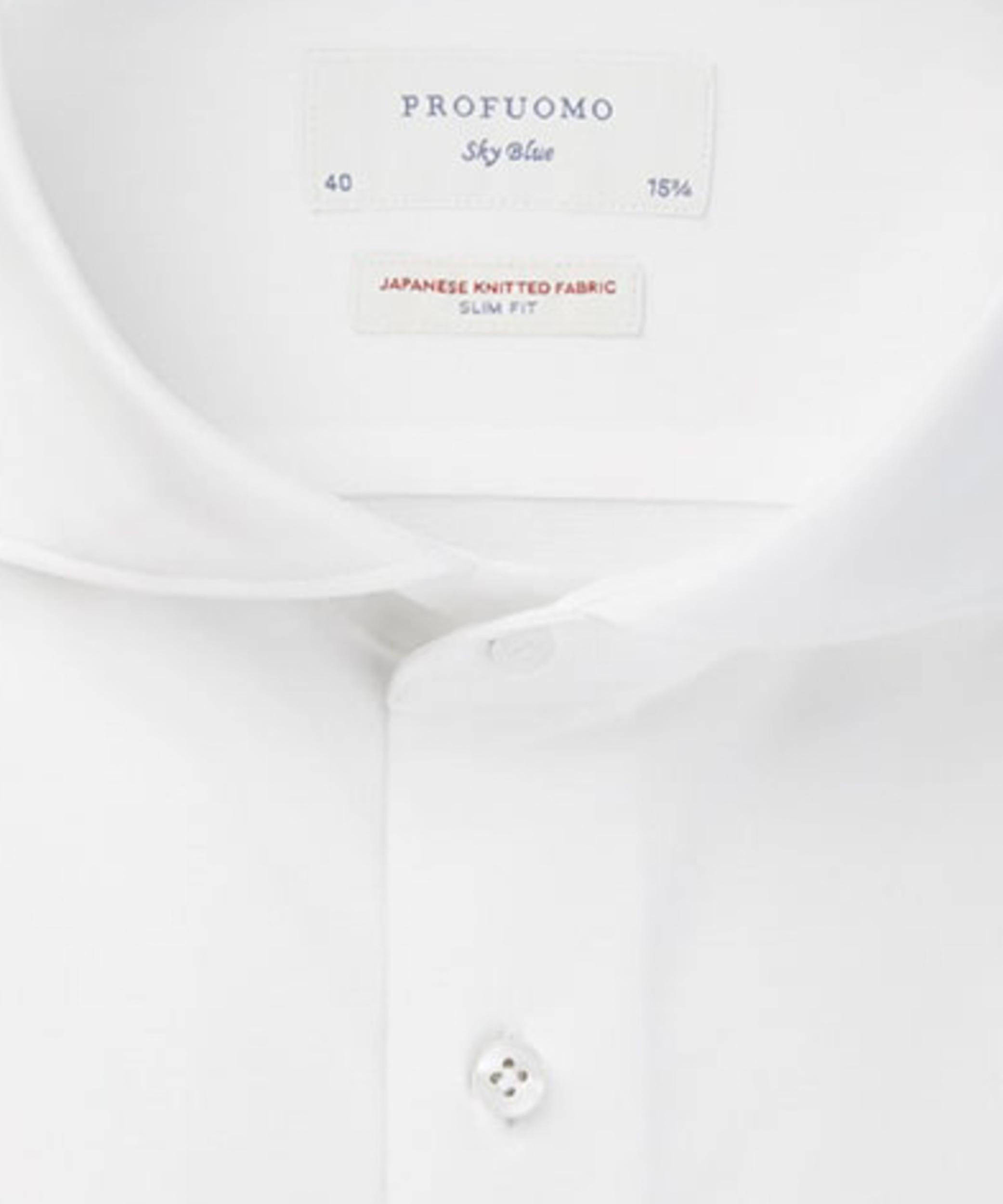 Profuomo Business hemd lange mouw Wit Japanese knit slim fit PP2HC10006/100