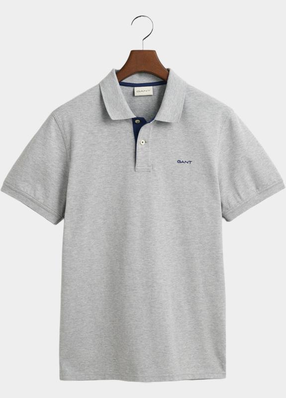 Gant Polo heren Grijs Piqué poloshirt met contrast 2062026/093