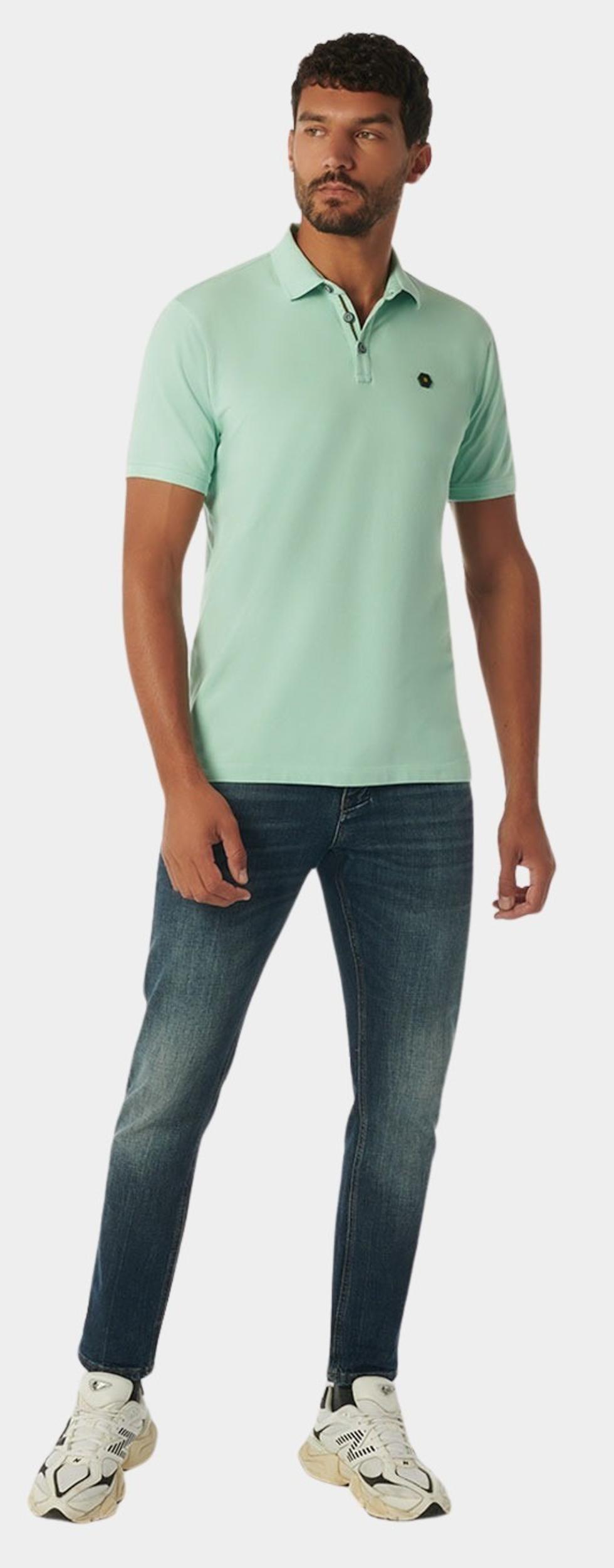 No Excess Polo korte mouw Groen Polo Pique Garment Dyed 23380101SN/058