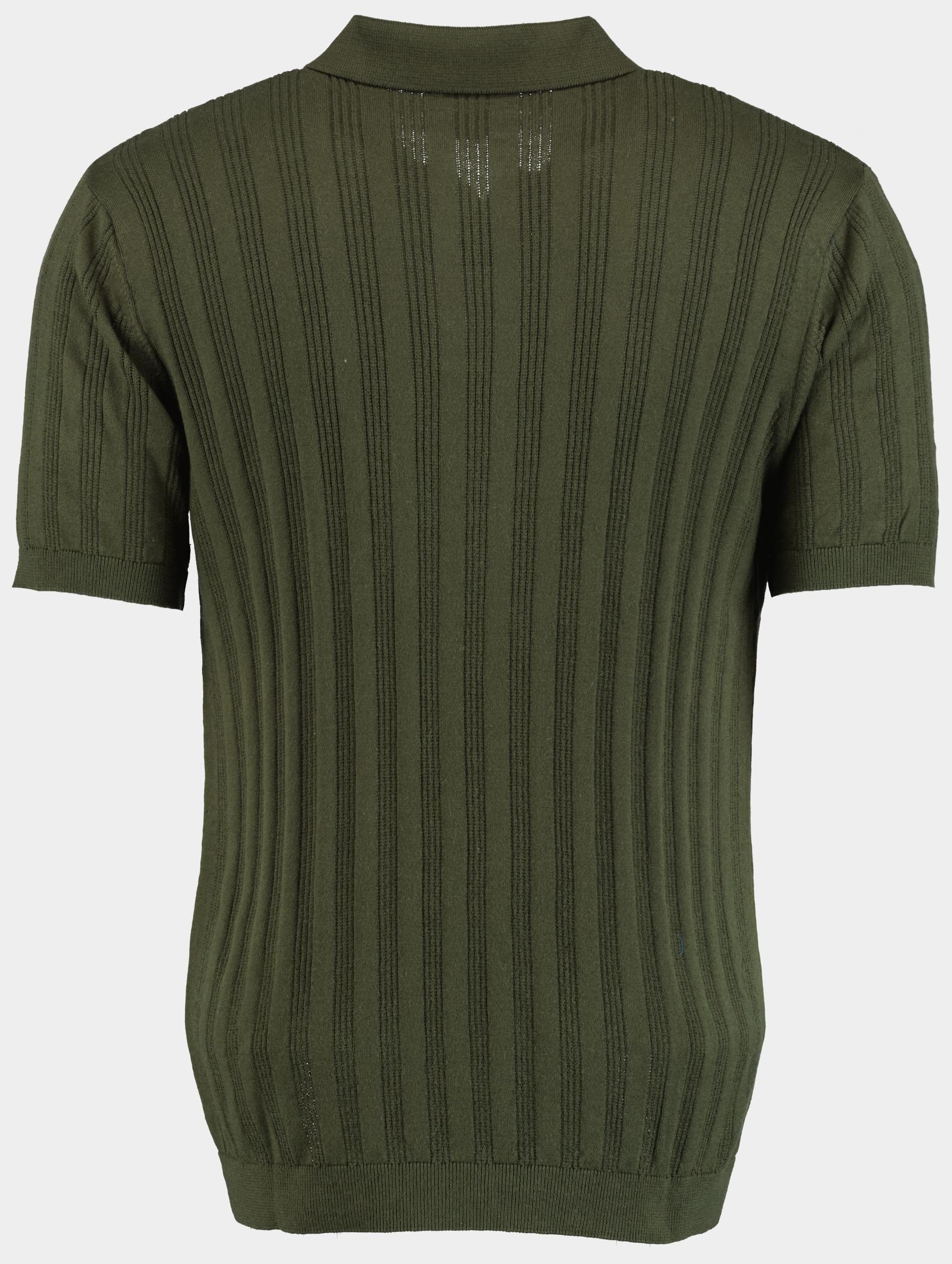 Bos Polo korte mouw Groen met ingebreid motief 316/8144