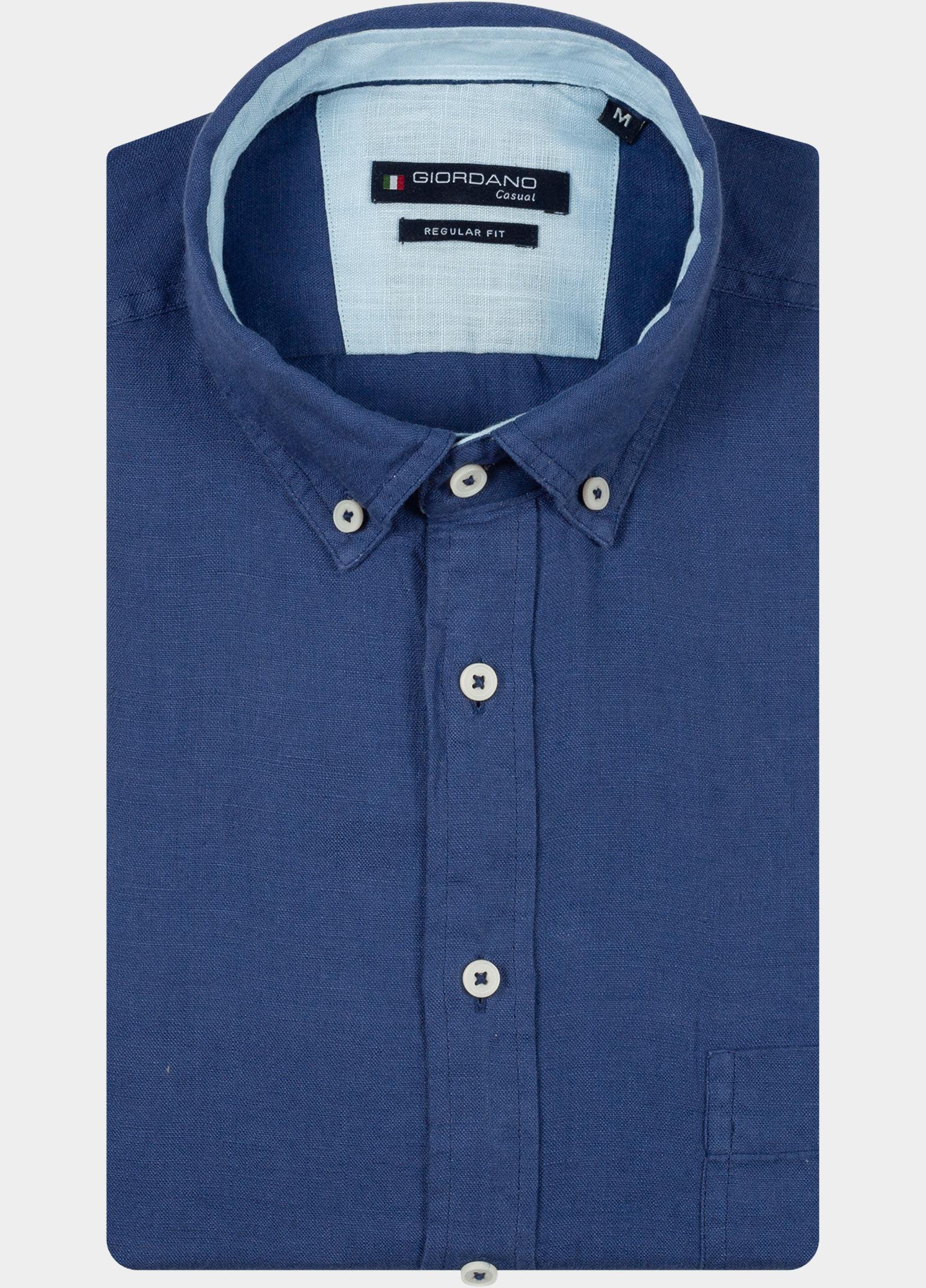 Giordano overhemd korte mouw heren Blauw League Short Sleeve Button Do 616009/62