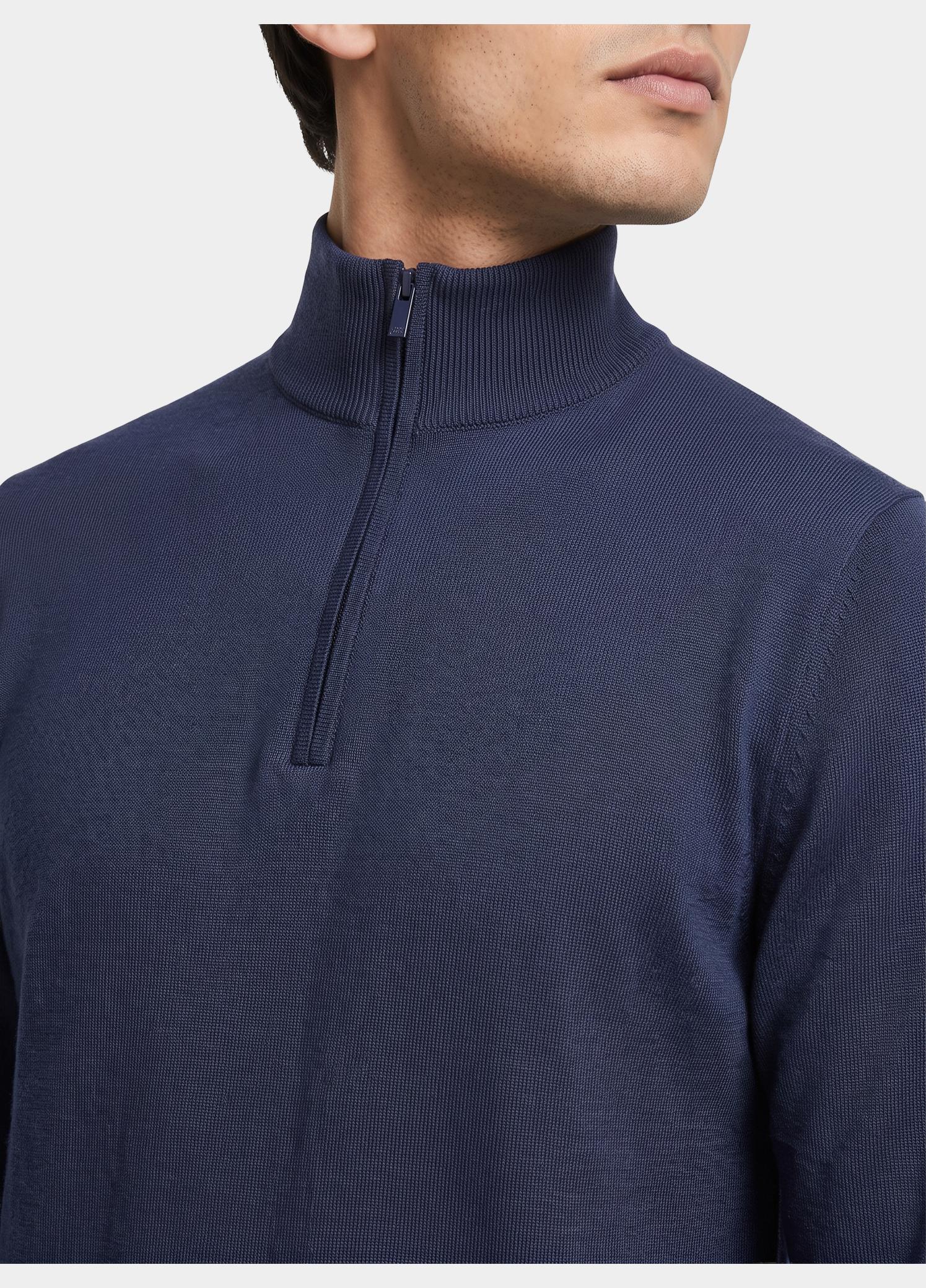 Born With Appetite Half Zip Blauw Lux Pull Halfzip Merino BWA00005LU15/4001 Navy