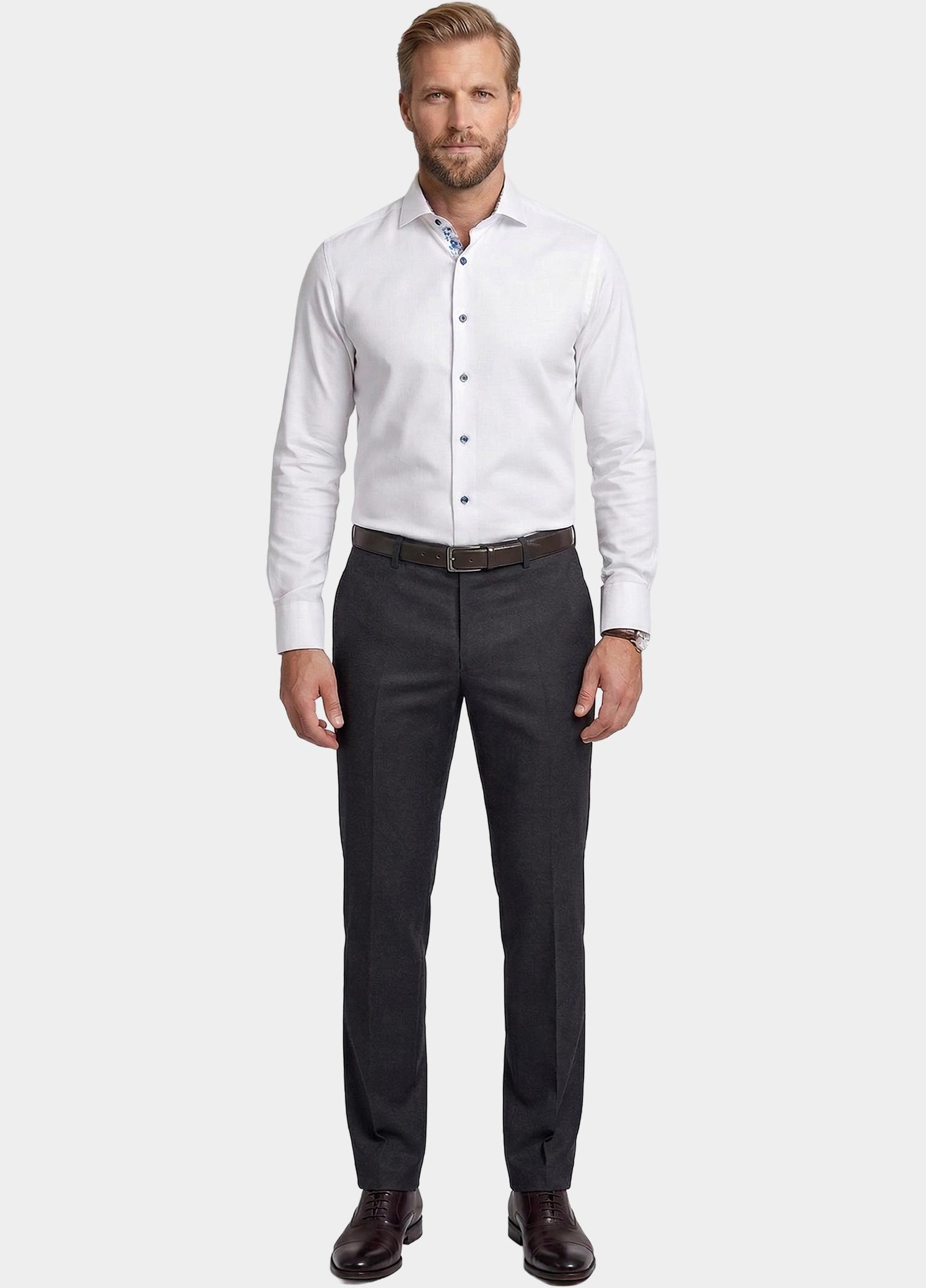 Giordano Overhemd heren Wit Locarno Row Long Sleeve Semi 617815/10