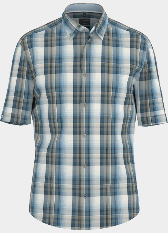 Olymp overhemd korte mouw heren Blauw Casual 400612/18