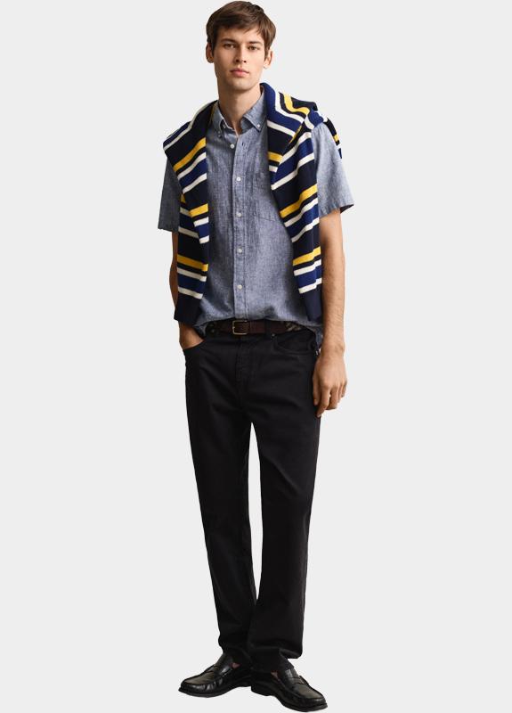 Gant overhemd korte mouw heren Blauw Overoverhemd met korte mouwen 3250083/442