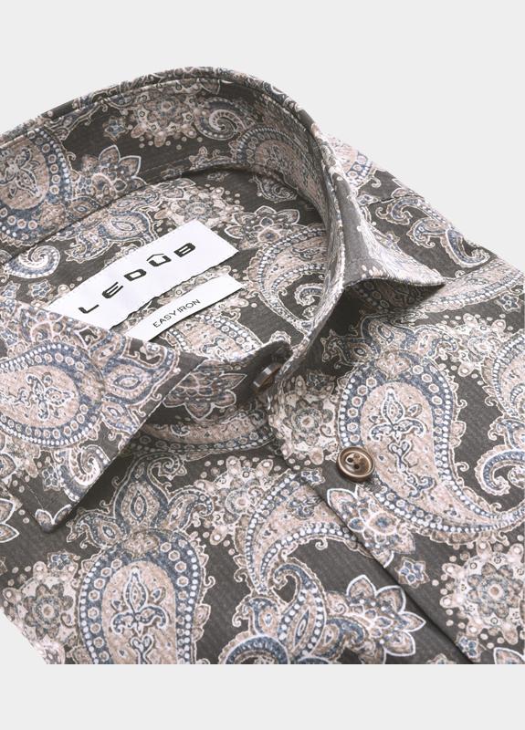 Ledub Business hemd lange mouw Bruin  0143158/680-000-000