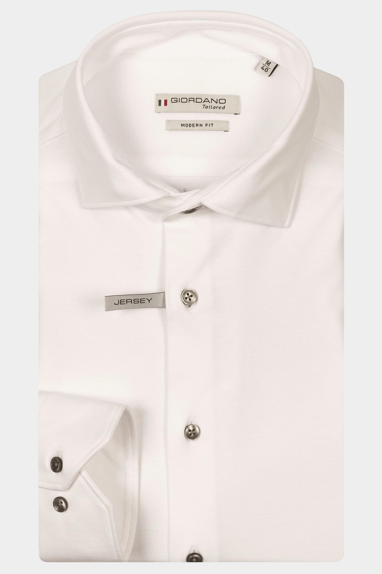 Giordano Casual hemd lange mouw Wit Maggiore long sleeve semi cut NOS7878/10