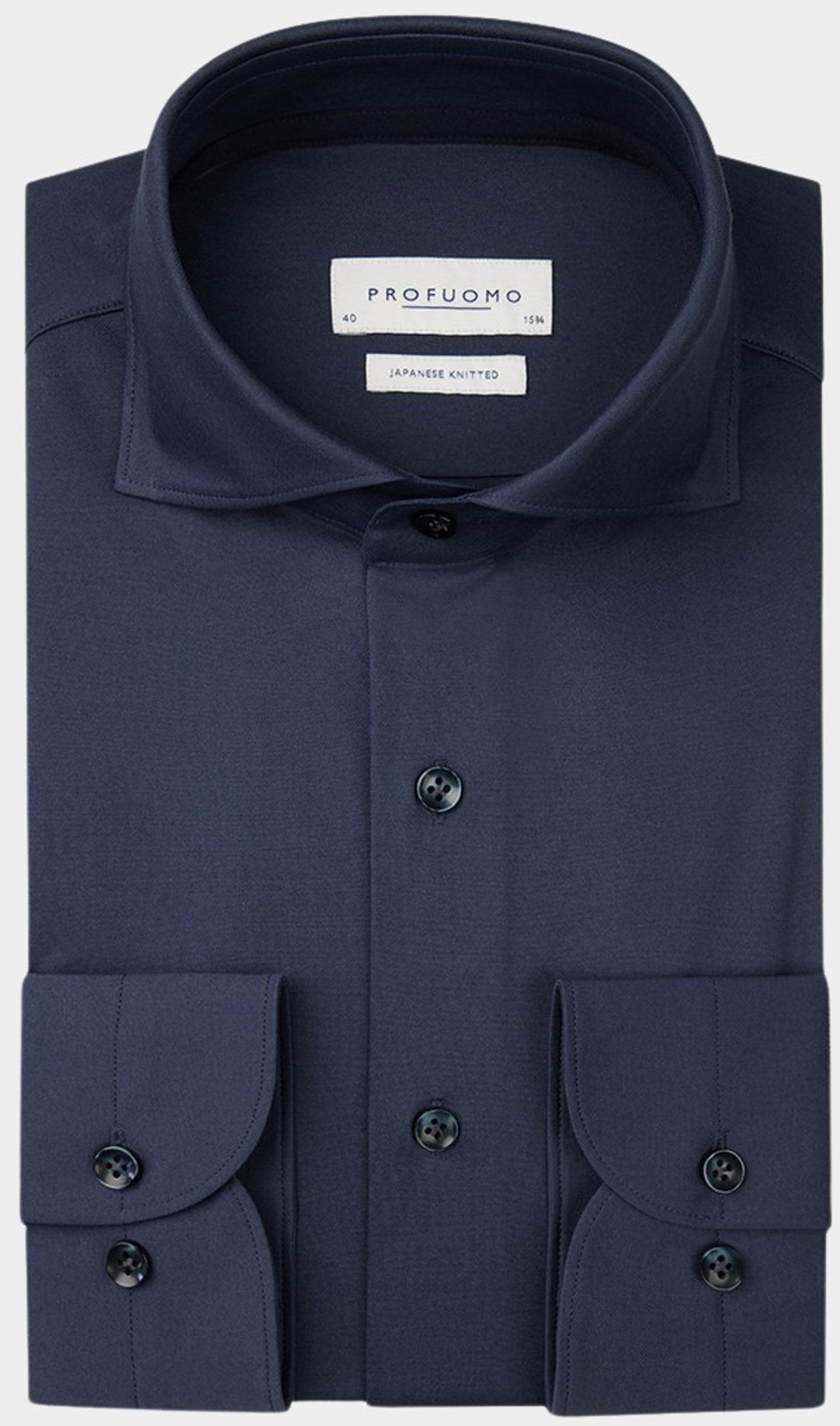 Profuomo Business hemd lange mouw Blauw Japanese knitted donkerblauw PPVH30044B/M2