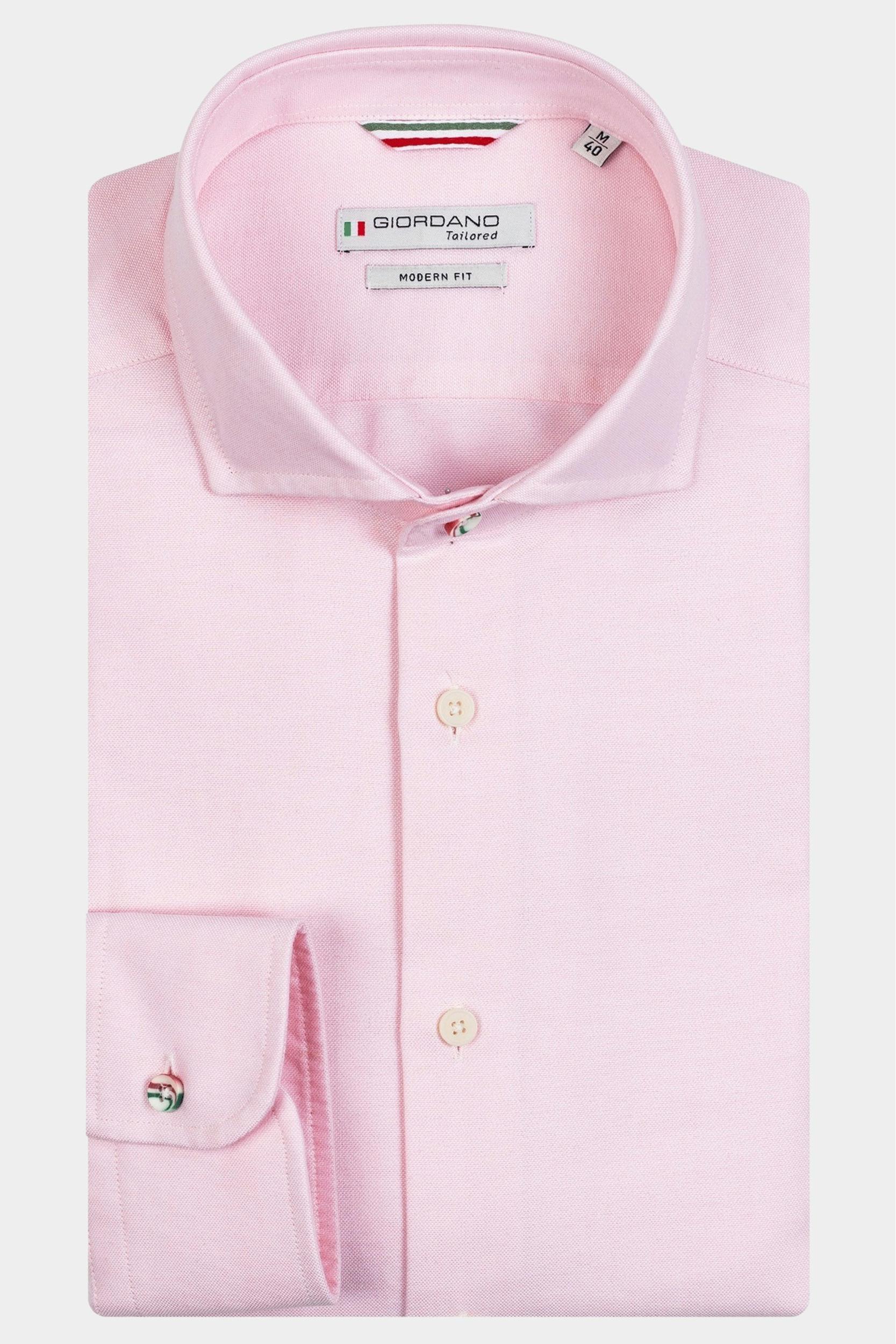 Giordano Casual hemd lange mouw Roze Row 317804/51