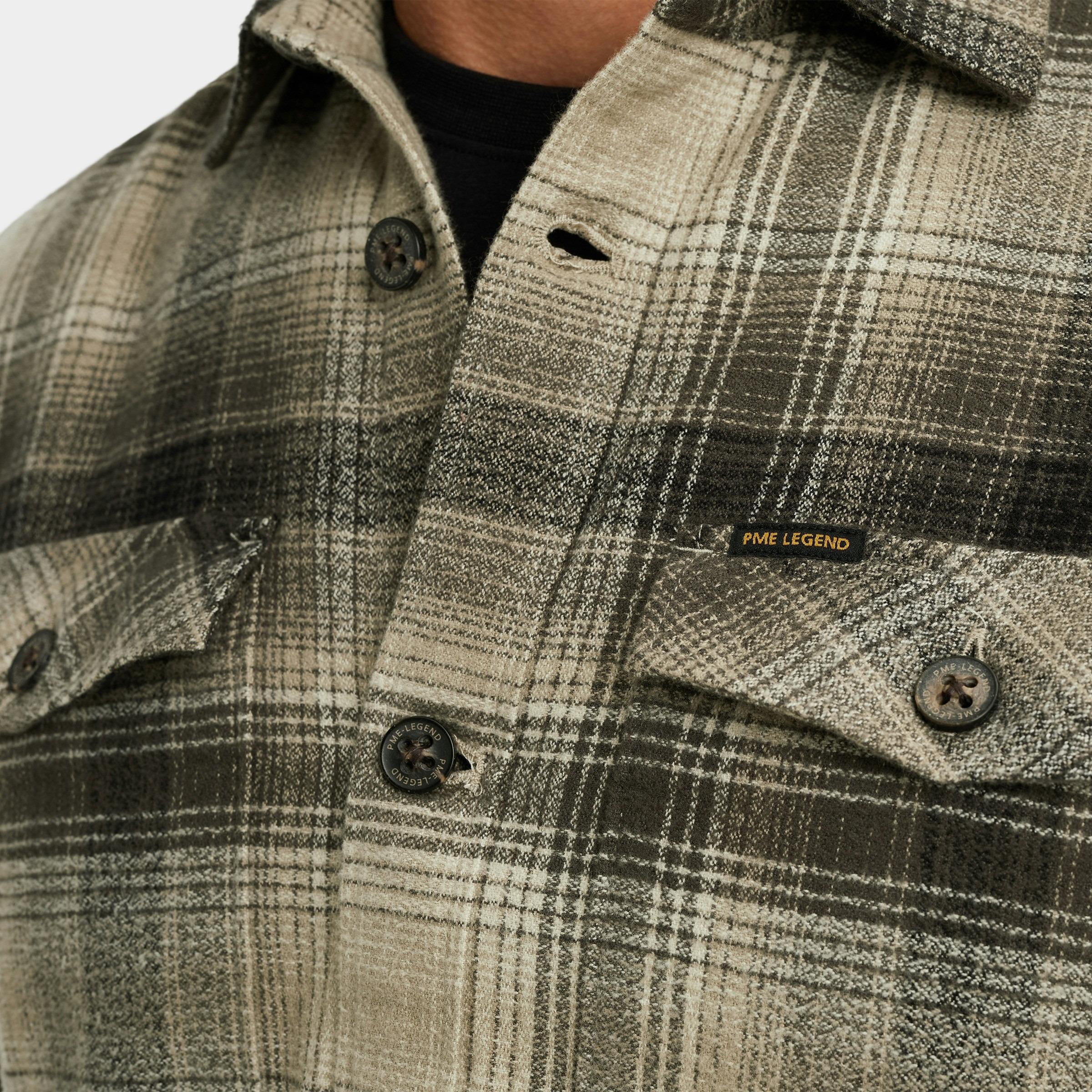 PME Legend Overshirt Bruin LONG SLEEVE SHIRT Brushed Gri PSI2509244/8011
