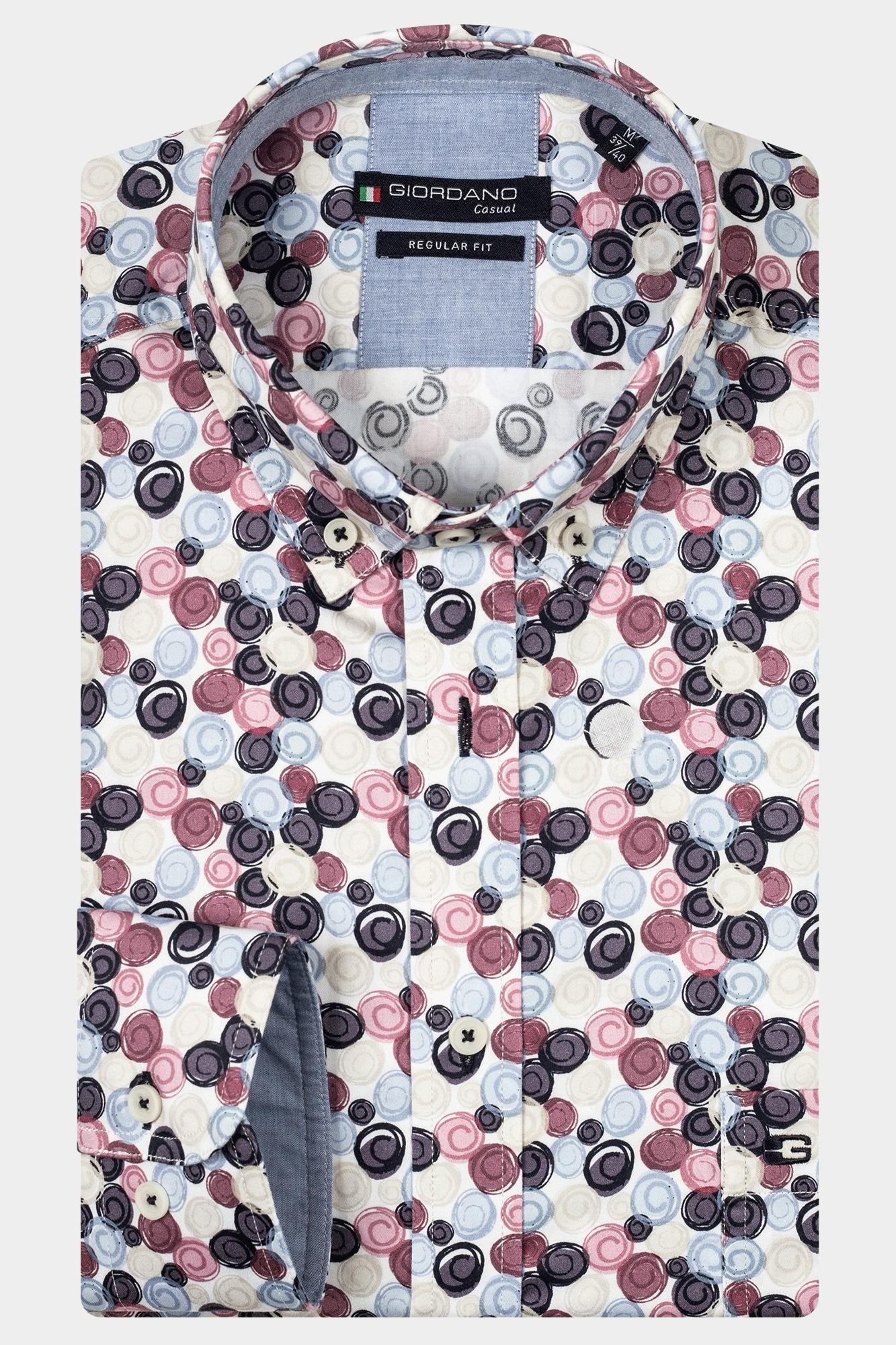 Giordano Casual hemd lange mouw Roze Ivy, LS Button Down Stamps Pr 427032/50
