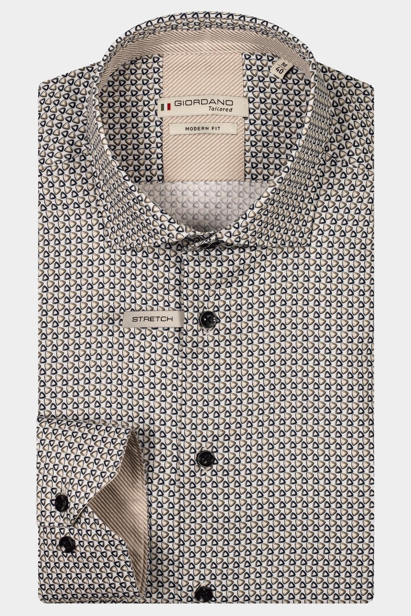 Giordano Casual hemd lange mouw Bruin Maggiore long sleeve semi cut 517820/80