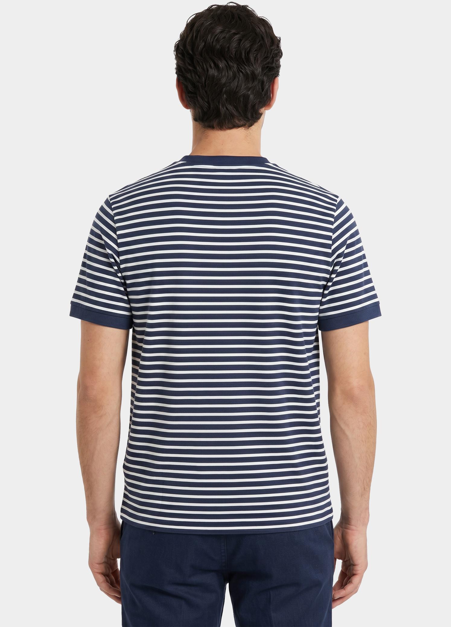 Scotland Blue T-shirt korte mouw Blauw Isaac Stripe T-shirt Pique 25108IS18/290 navy