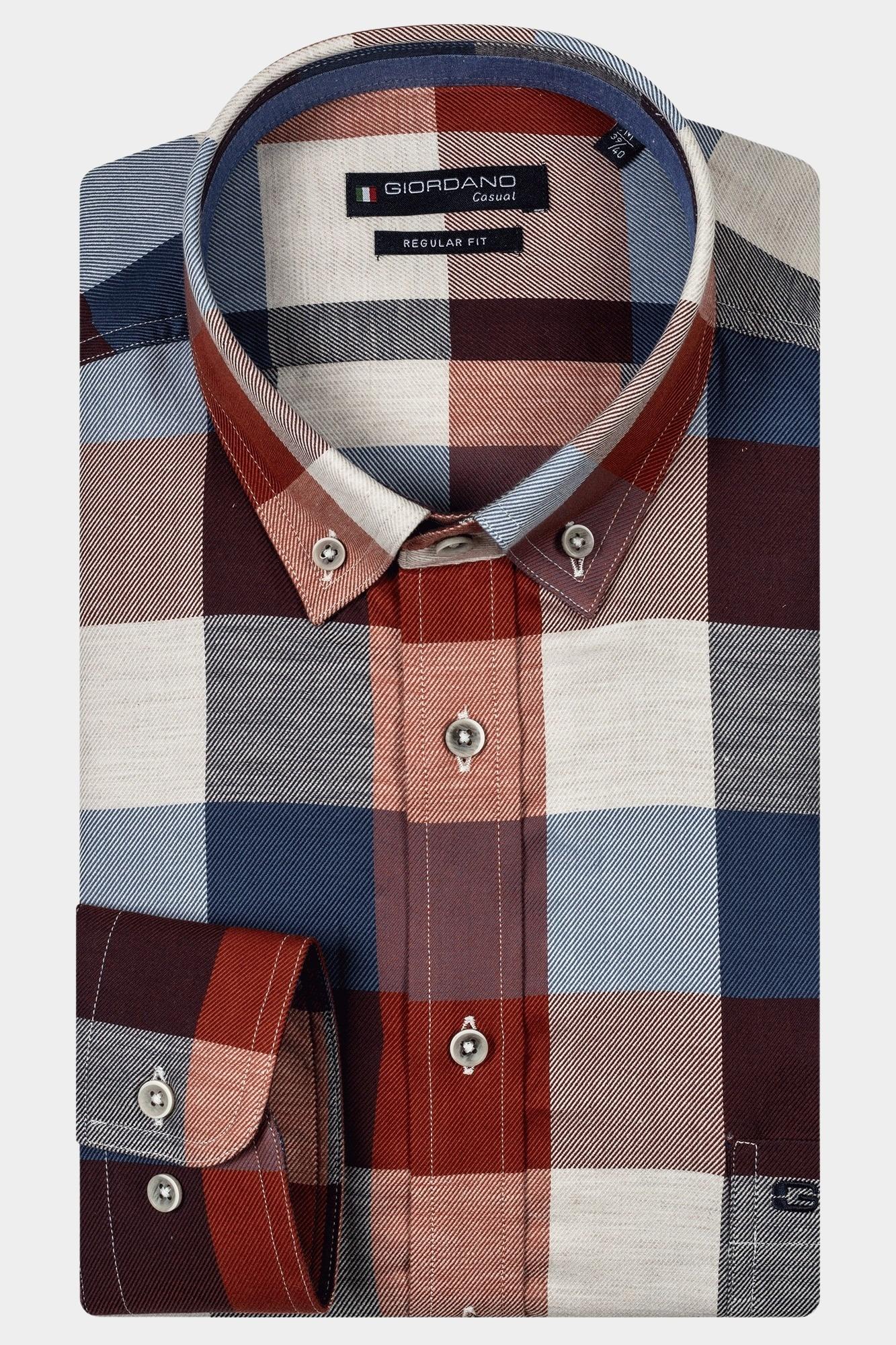 Giordano Casual hemd lange mouw Rood Ivy, LS Button Down Brushed T 427302/30