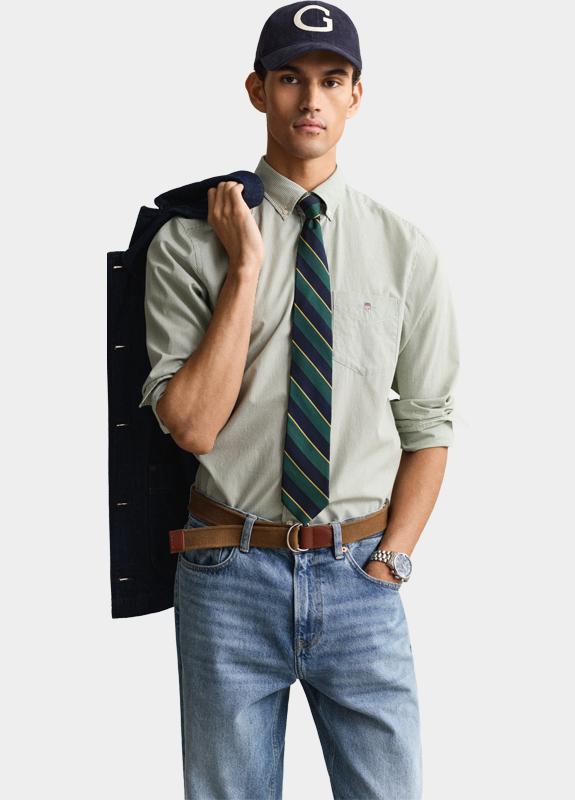 Gant Overhemd heren Groen Klassiek poplin overoverhemd 3000140/354