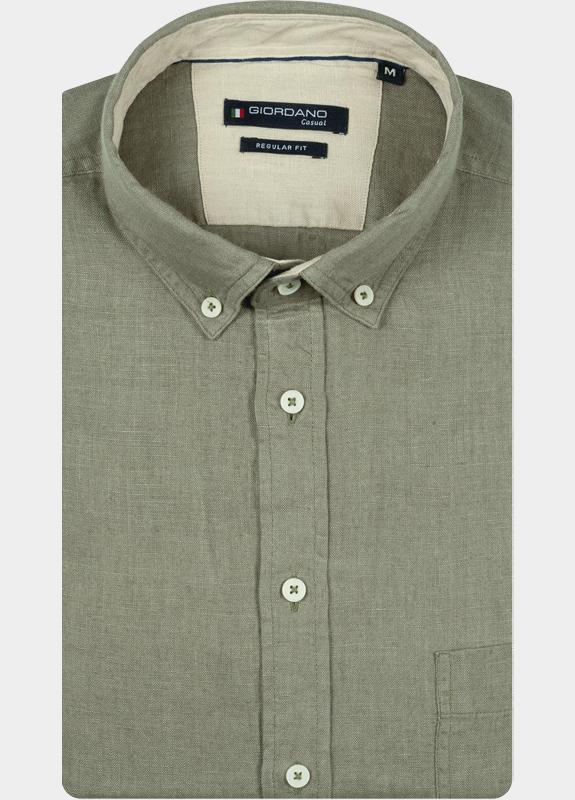 Giordano overhemd korte mouw heren Groen League Short Sleeve Button Do 616009/70