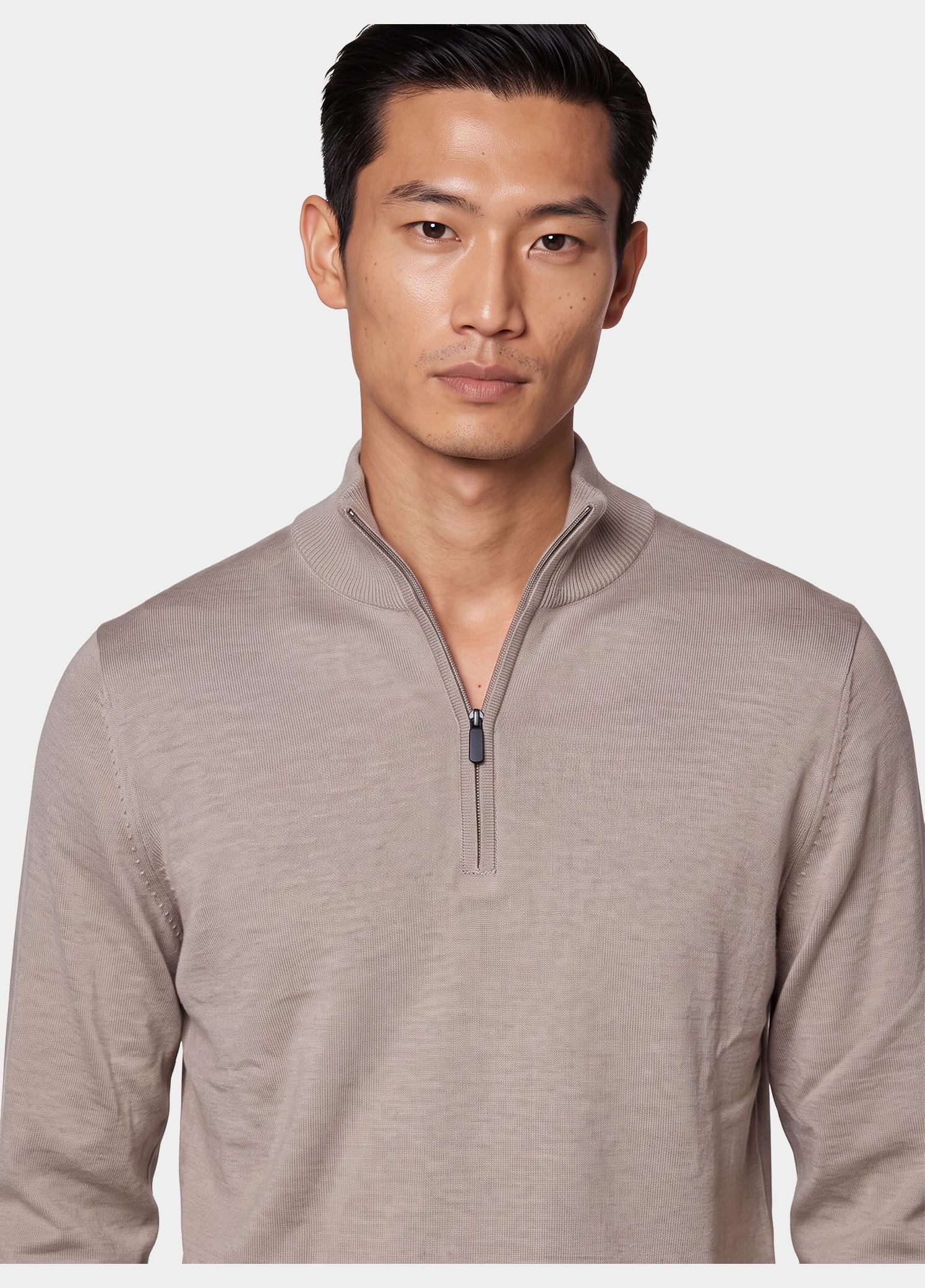 Born With Appetite Half Zip Beige Lux Pull Halfzip Merino BWA00005LU15/2500 Sand