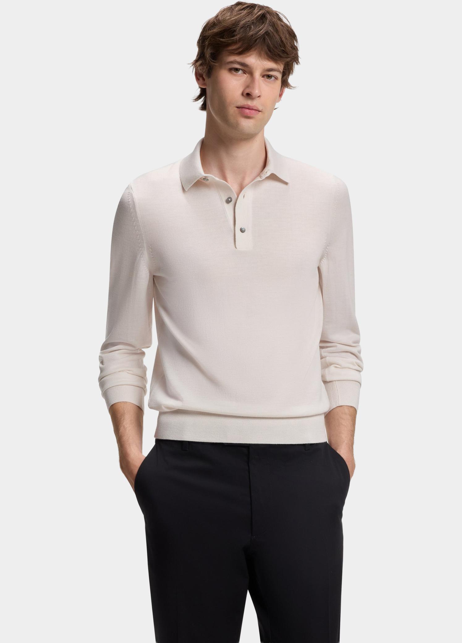 BOSS Black Polo lange mouw Wit H-Lancione 10280691 01 50565503/118