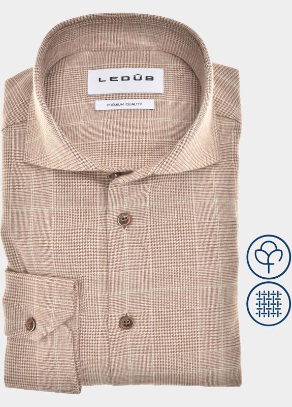 Ledub Business hemd lange mouw Bruin  0143138/650-000-000