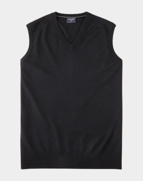 Olymp Spencer Zwart V-Pullunder Basic Merino 533667/68