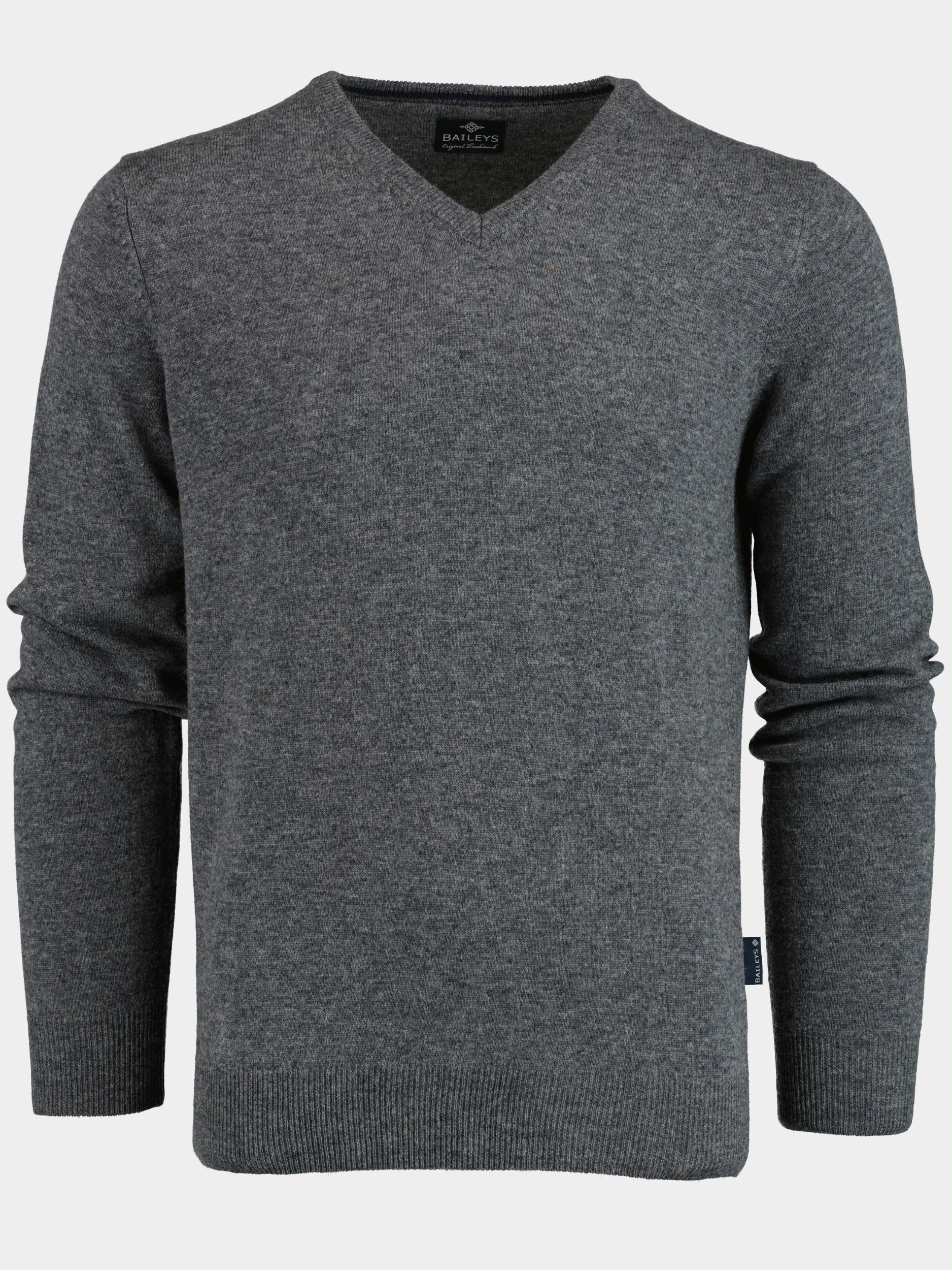 Baileys Pullover Grijs Lamswollen trui v-hals 220071/239
