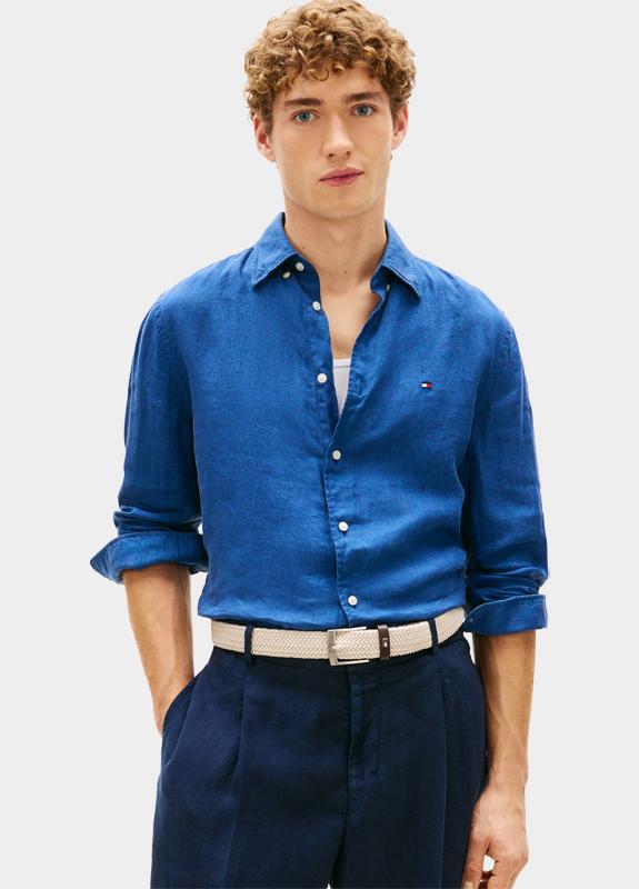 Tommy Hilfiger Casual hemd lange mouw Blauw PIGMENT DYED LI SOLID RF SHIR MW0MW41530/C3I