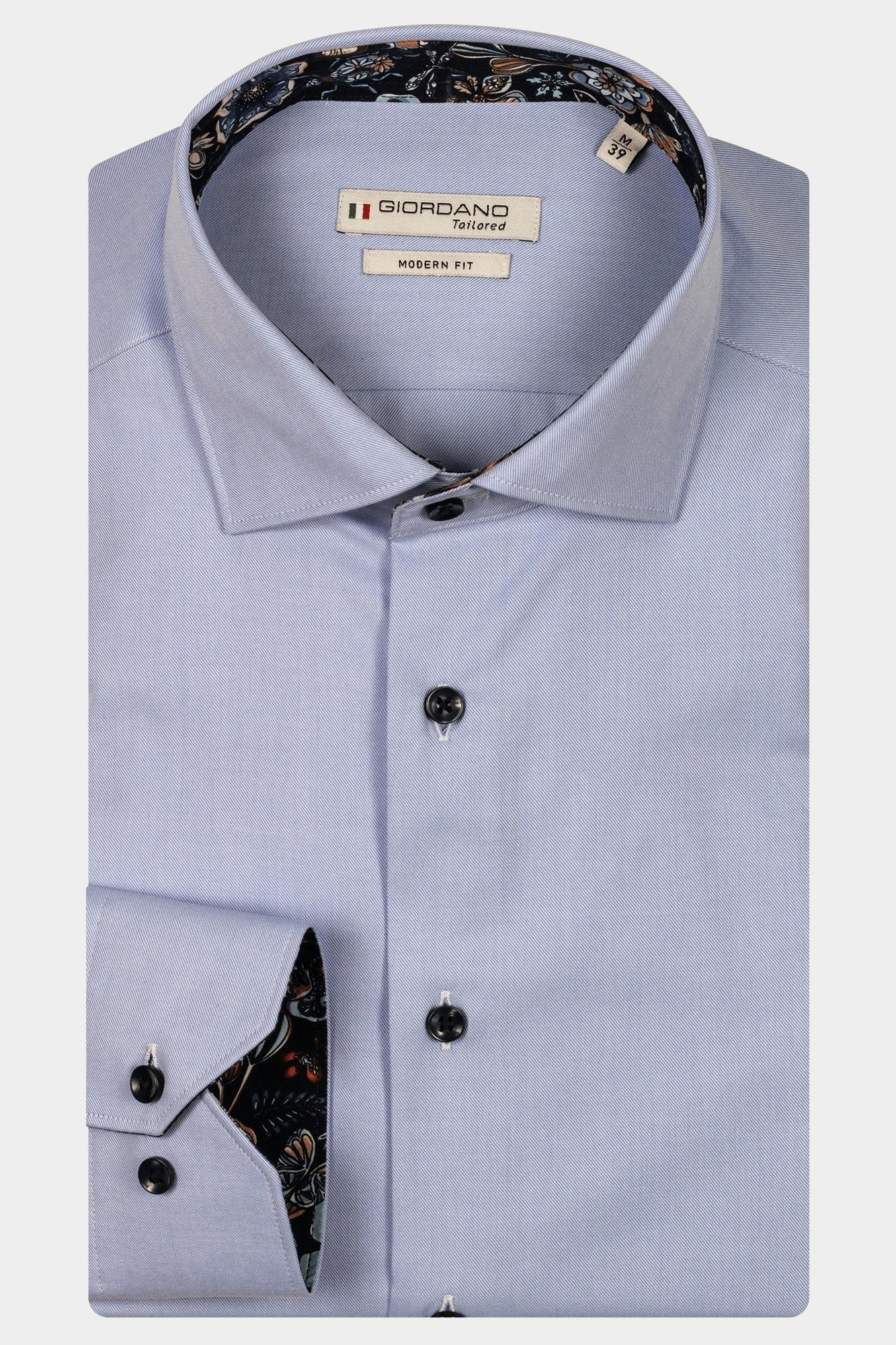 Giordano Casual hemd lange mouw Blauw Maggiore long sleeve semi cut 517891/61