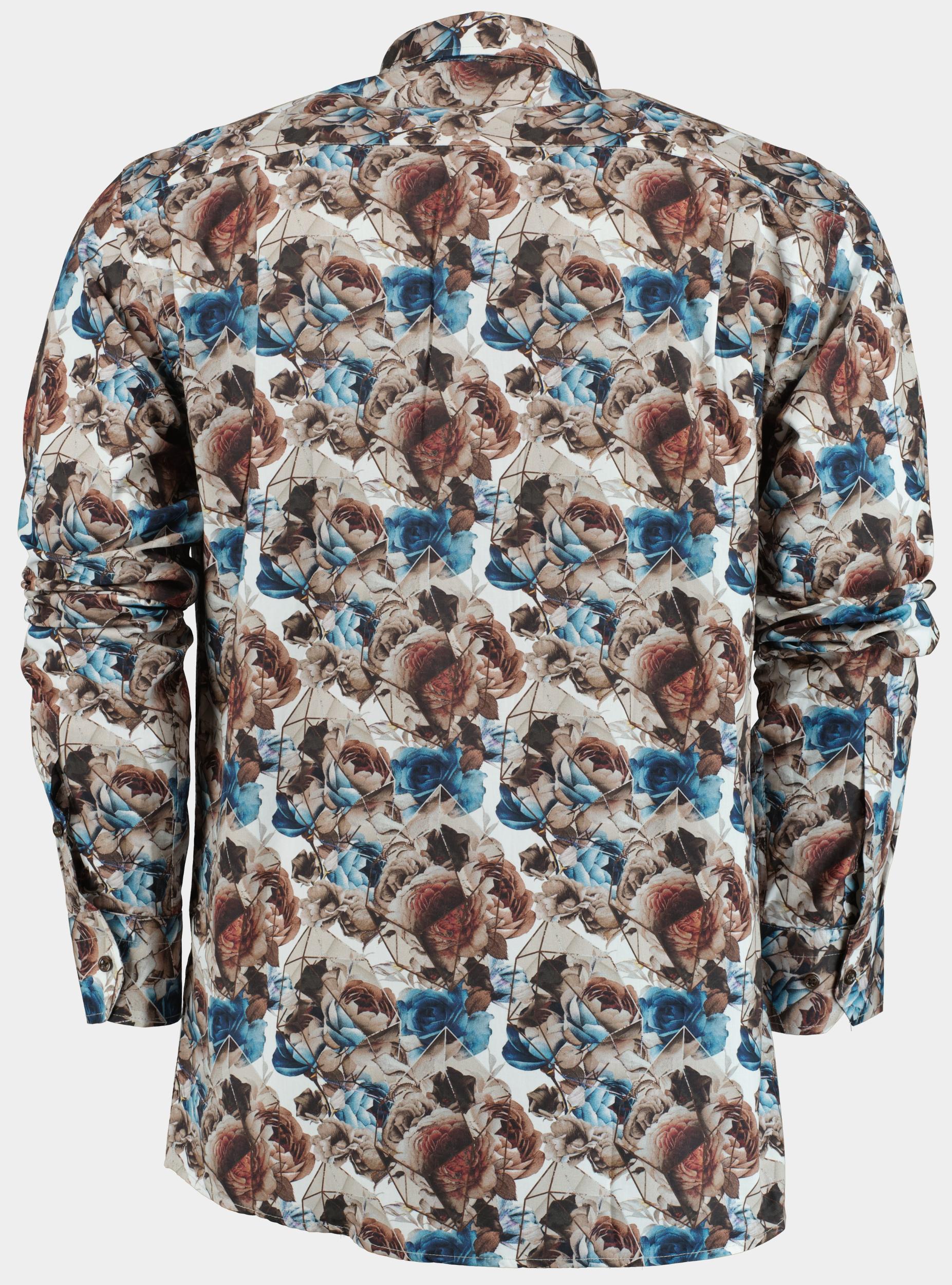 Bos Casual hemd lange mouw Bruin Big brown flowers 21642/V01