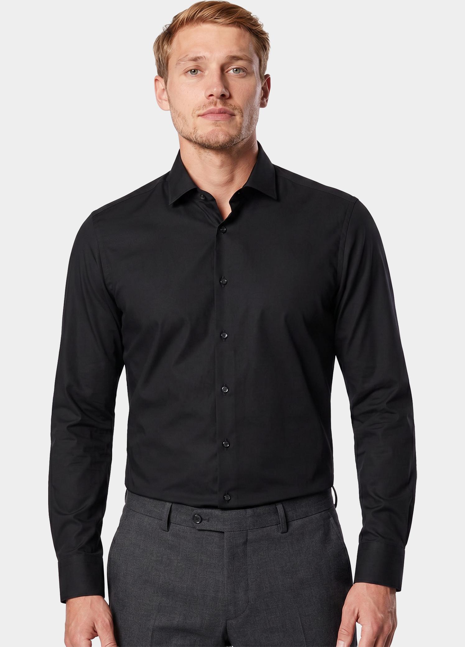 Olymp Business hemd lange mouw Zwart extra slim fit van jersey 250374/68