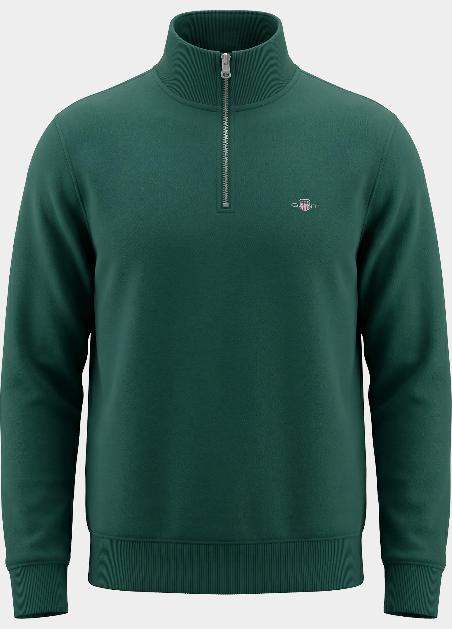 Gant half zip sweater heren Groen Shield sweatshirt met korte r 2008005/373