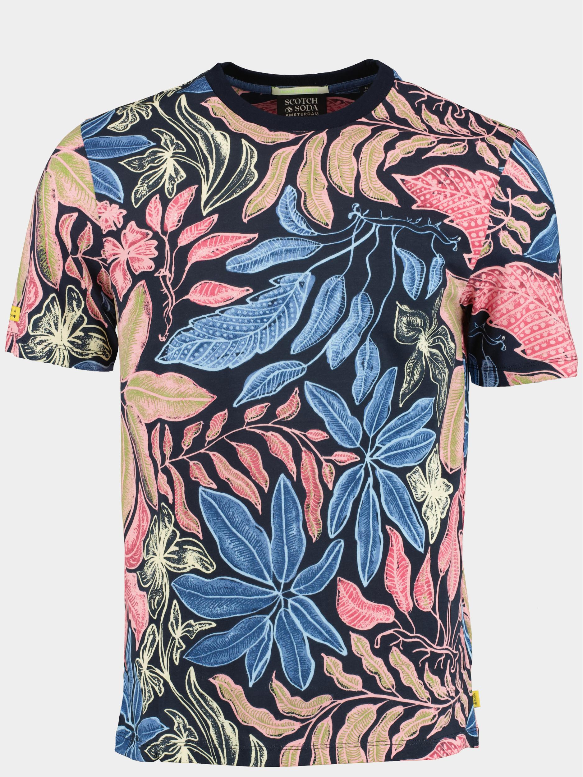 Scotch & Soda T-shirt korte mouw Blauw Big AOP T-shirt 173036/6460