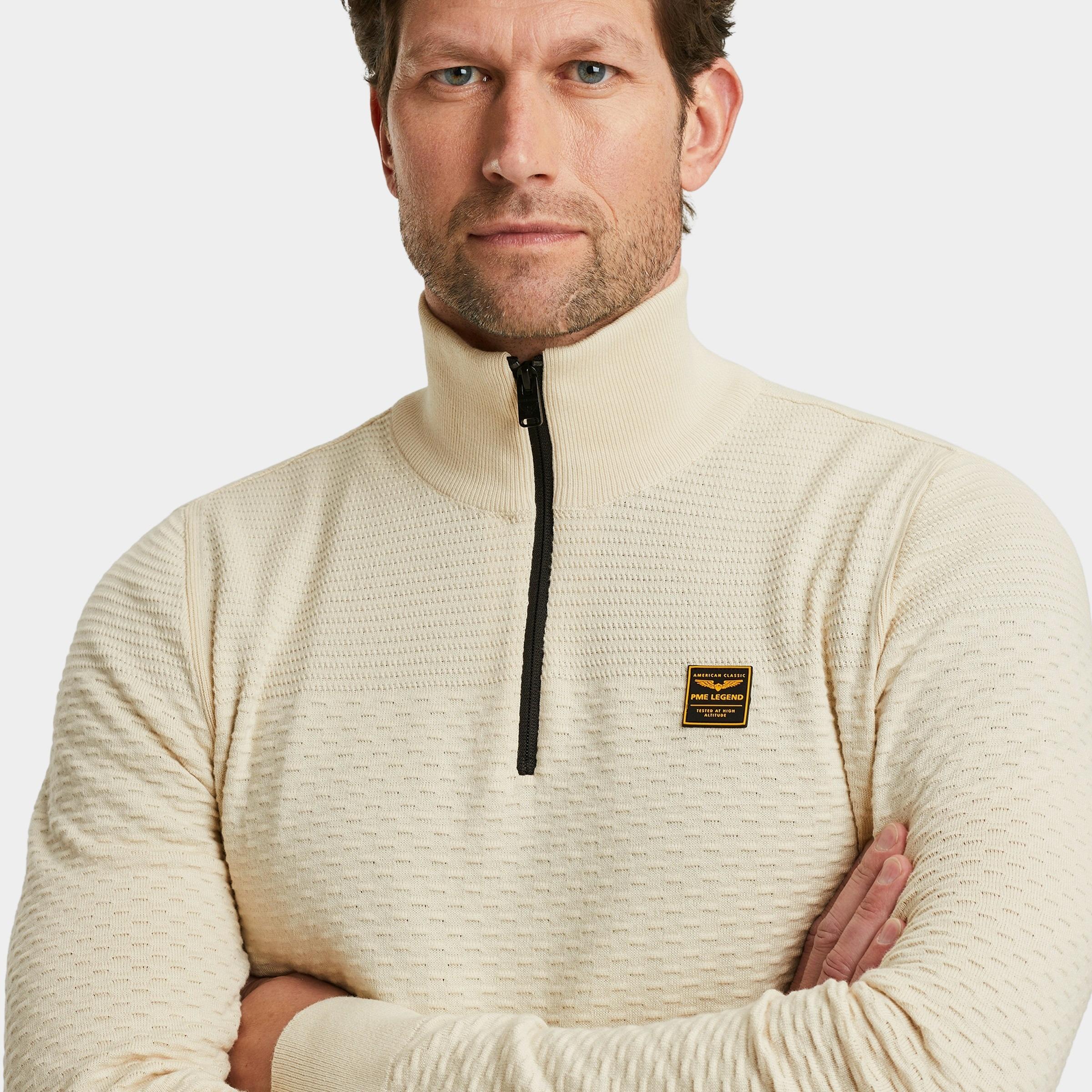 PME Legend Half Zip Beige Half zip collar cotton moulin PKW2510301/7013