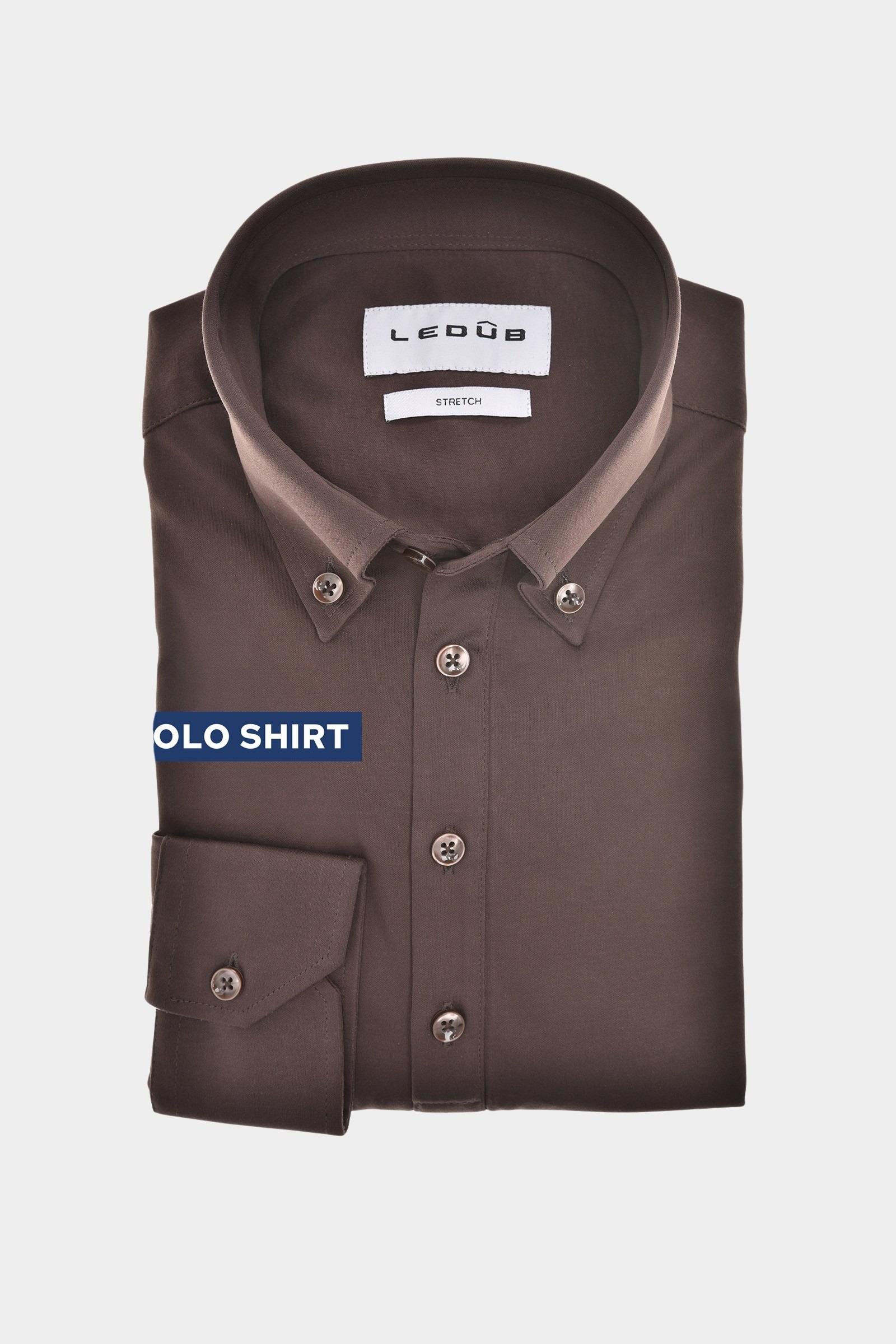 Ledub Polo lange mouw Bruin MFP5 0143117/680-000-000