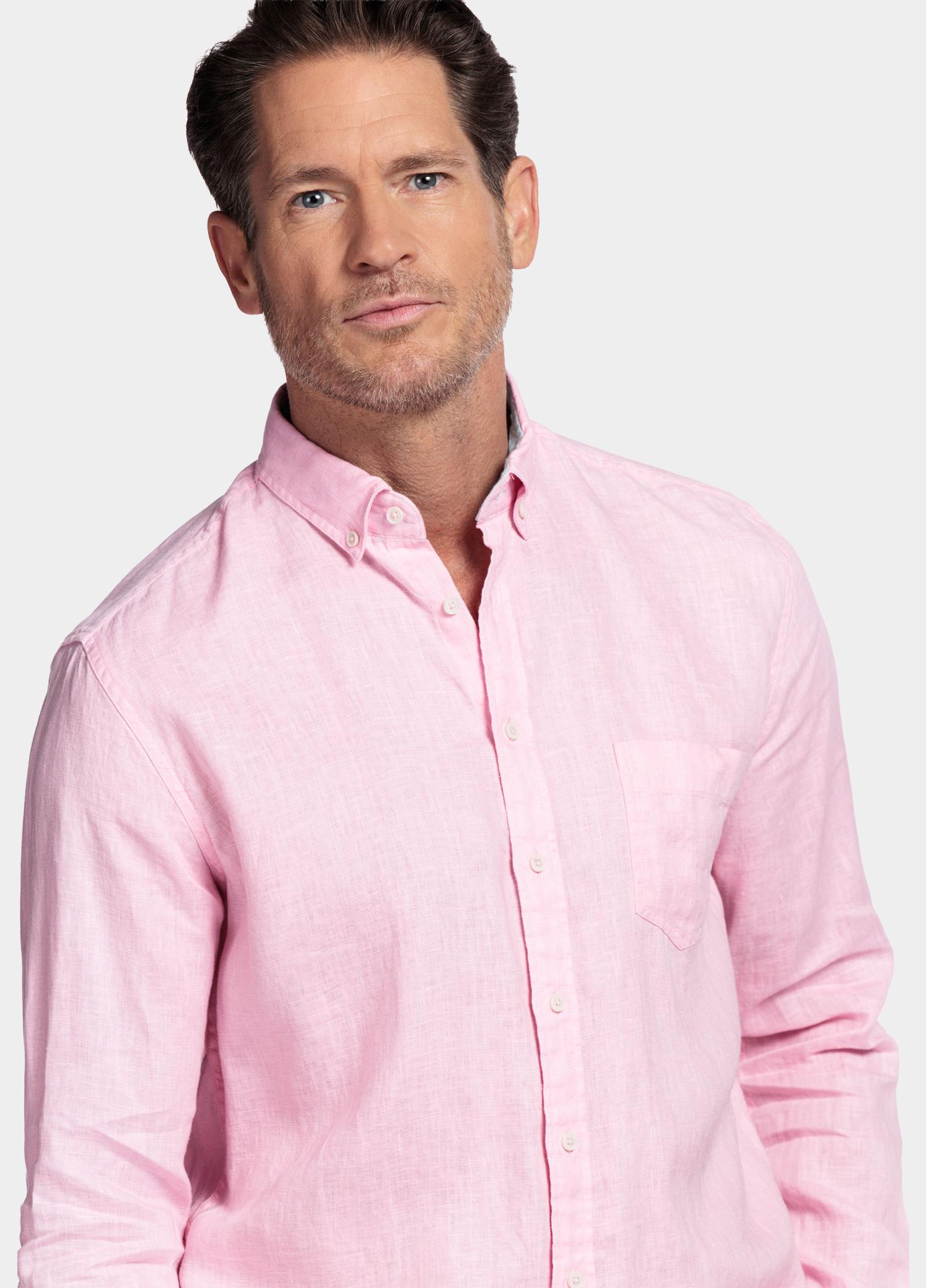 Giordano Overhemd heren Roze Ivy Long Sleeve Button Down S 617009/50