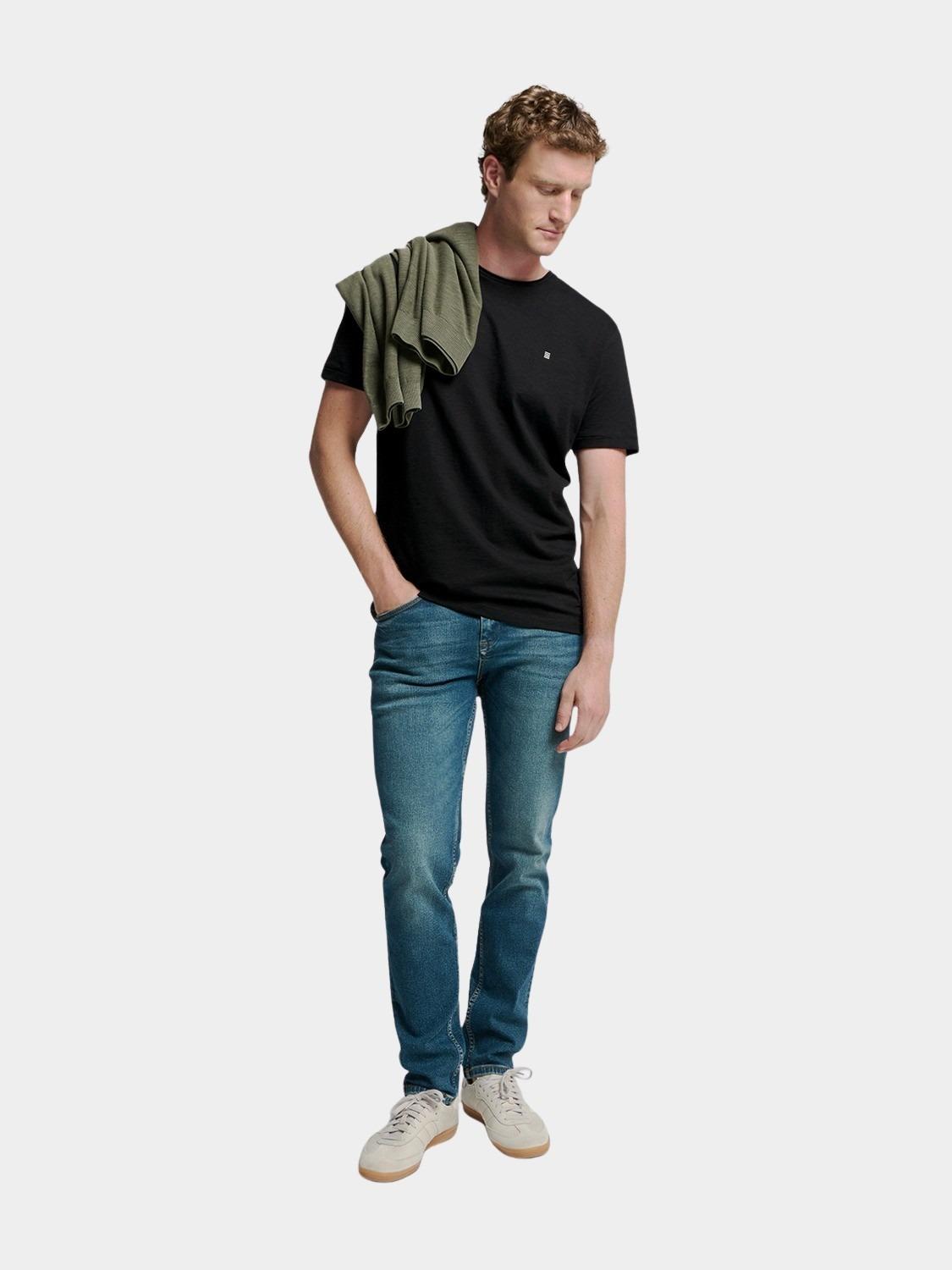 No Excess T-shirt korte mouw Zwart T-Shirt Crewneck Slub N3602/020