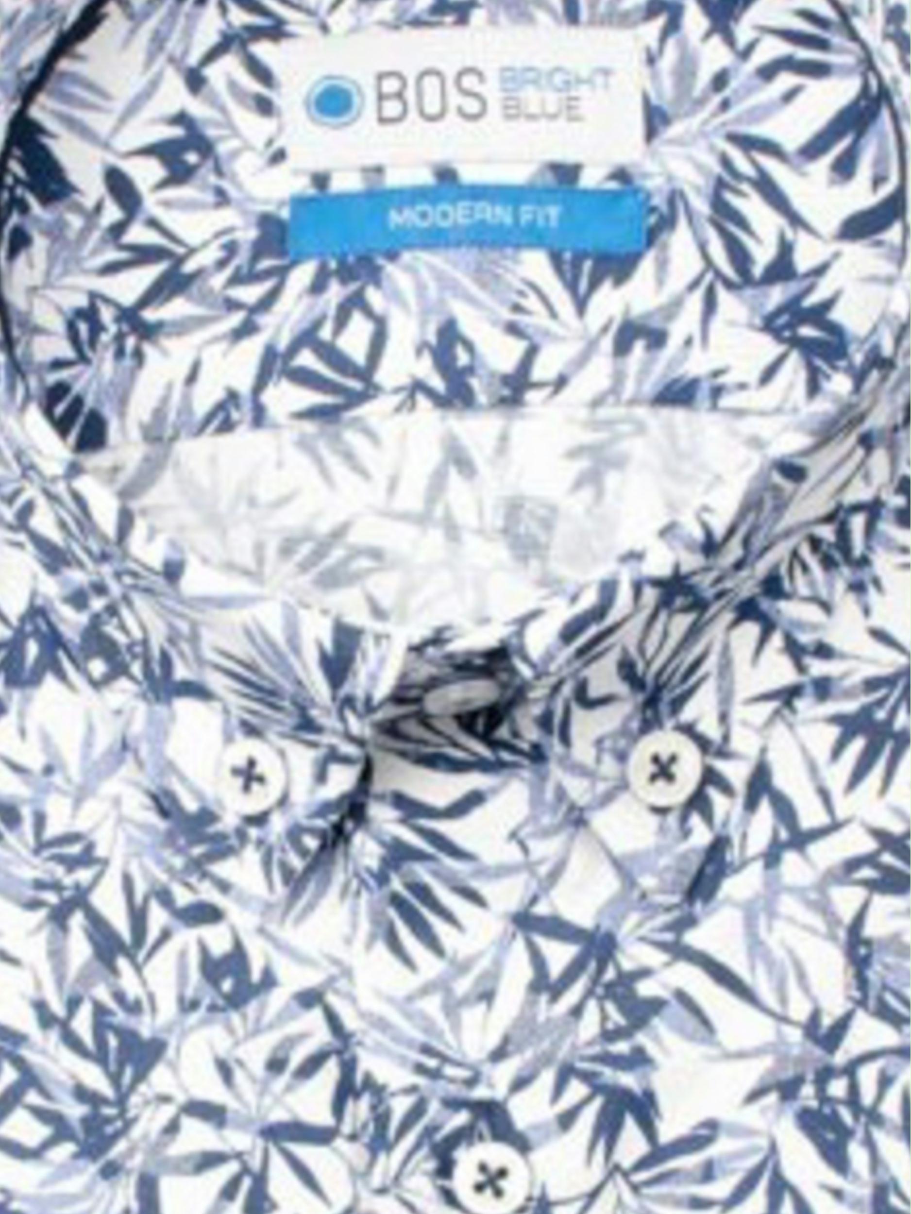 Bos Bright Blue Casual hemd korte mouw Blauw  K75999 T3133/V1
