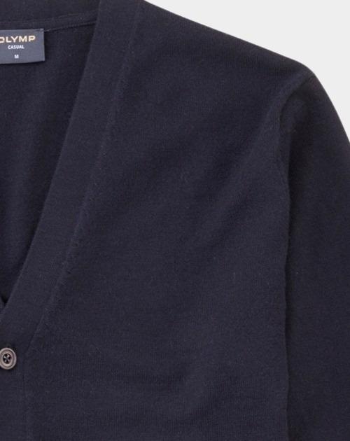Olymp Vest Blauw Cardigan Basic Merino 533566/18