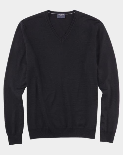 Olymp Pullover Zwart V-pullover basic merino 015010/68