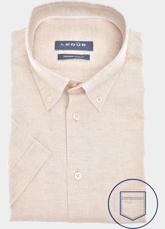 Ledub Business hemd korte mouw Bruin  0701943/620-910-000