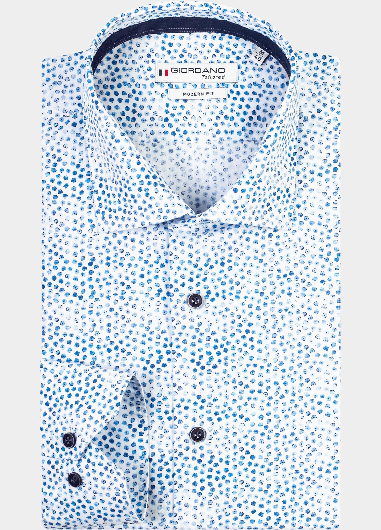 Giordano Overhemd heren Blauw Maggiore, LS Semi Cutaway Sma 417834/61