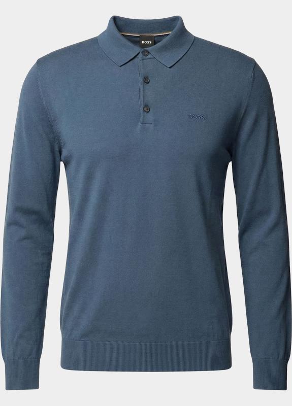 BOSS Black Polo lange mouw Blauw Gemello-P 10255177 01 50506025/468