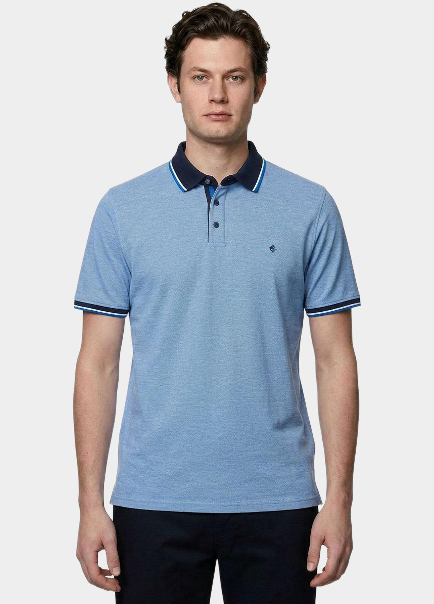 Casamoda Polo korte mouw Blauw Polo 2-tone PQ 126320101/145