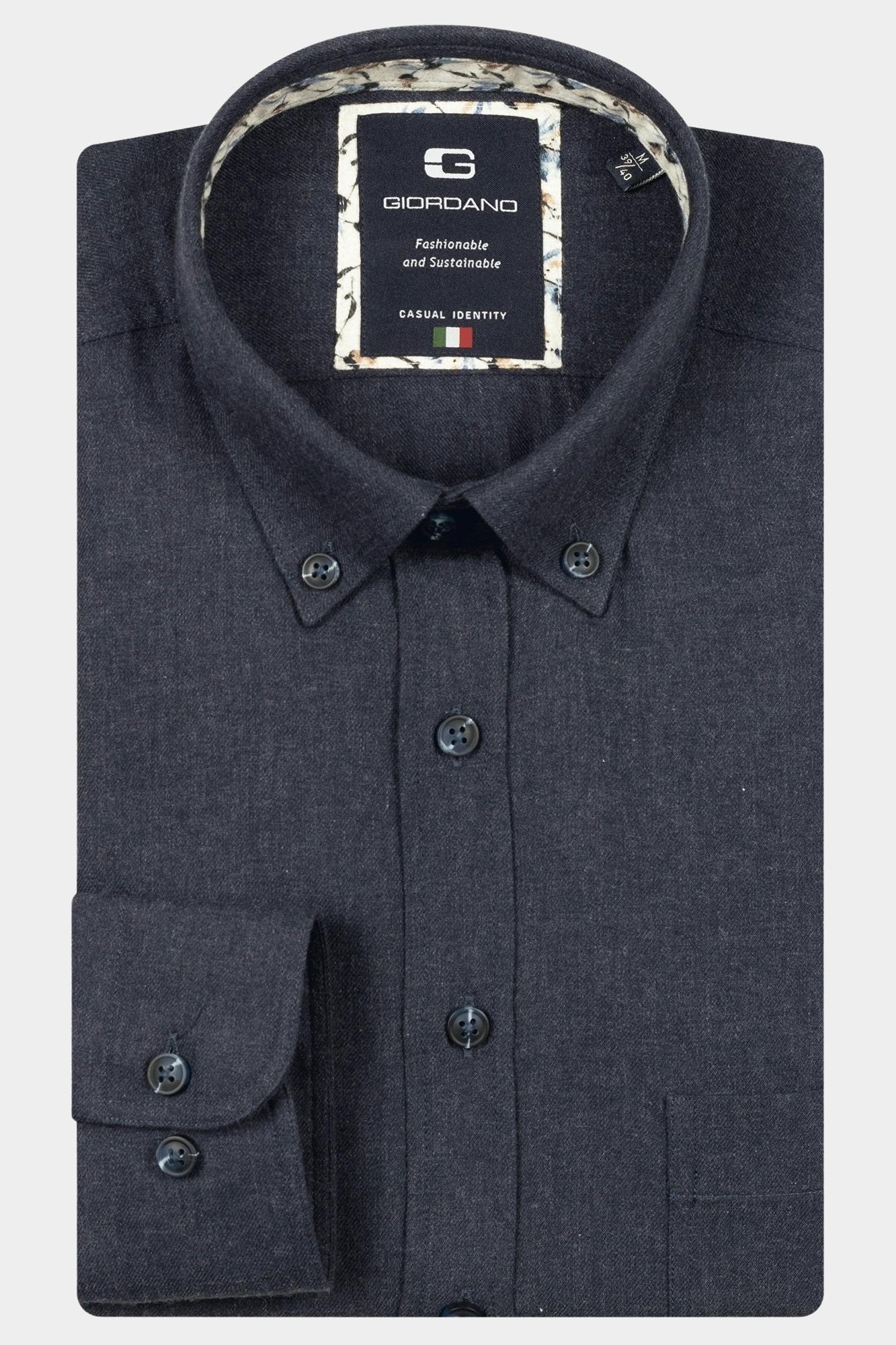 Giordano Casual hemd lange mouw Blauw Brando long sleeve button dow 527006/60