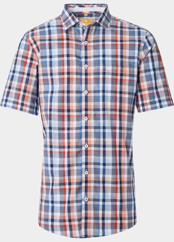 Redmond overhemd korte mouw heren Oranje Slub Dobby Casual 251430990/210